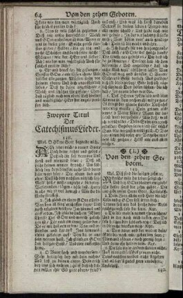 Zweyter Titul. Der Catechismus Lieder.