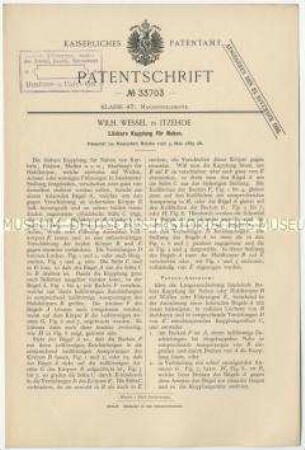 Patentschrift einer lösbaren Kupplung für Naben, Patent-Nr. 33703