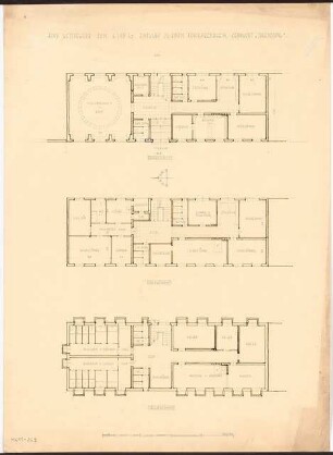 Feierabendheim Monatskonkurrenz Januar 1930: Grundriss Keller, Erdgeschoss, Obergeschoss 1:100; Maßstabsleiste