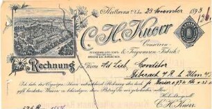 Rechnung mit Firmenansicht der Fa. C. H. Knorr und Schutzmarke Bienenkorb