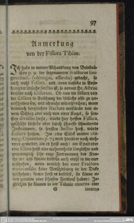 Anmerkung von der Fissura Tibiae