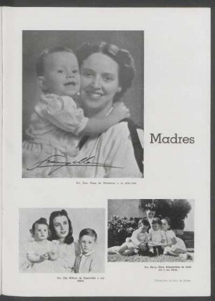 Madres : Sra. Dora Viana de Giambruno y su hijito Julio [y] Sra. Edy Milburn de Supervielle y sus hijitos [y] Sra. María Elena Artagaveytia de Gallinal y sus hijitos - Fotografías de Dora de Zucker