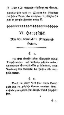 VI. Hauptstück. Von den vermischten Regierungsformen.