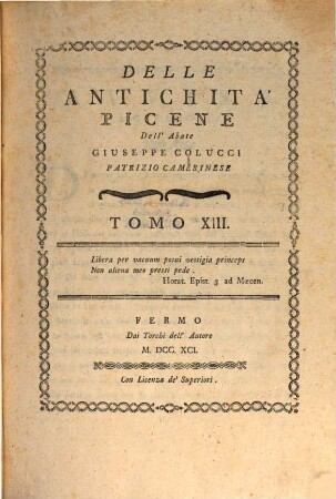 Delle Antichitá Picene, 13