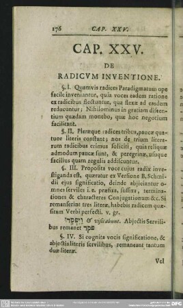 Cap. XXV. De Radicum Inventione