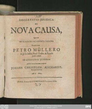 Dissertatio Iuridica De Nova Causa