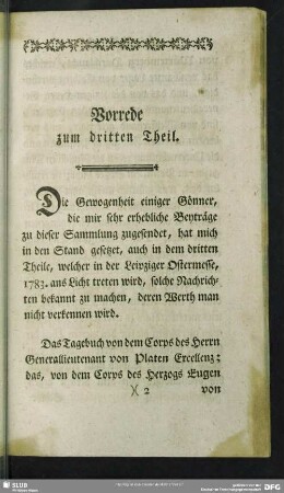 Vorrede zum dritten Theil