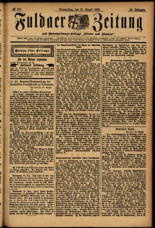 Erste Ausgabe vom Donnerstag, den 27. August 1896.