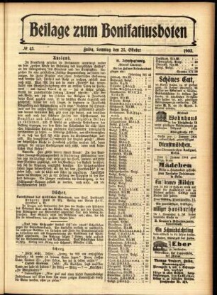 Zweite Ausgabe vom Sonntag, den 25. Oktober 1903.