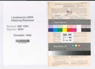 Entnazifizierung Hilde Domalski, geb. 27.11.1912 ()
