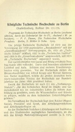 Königliche Technische Hochschule zu Berlin