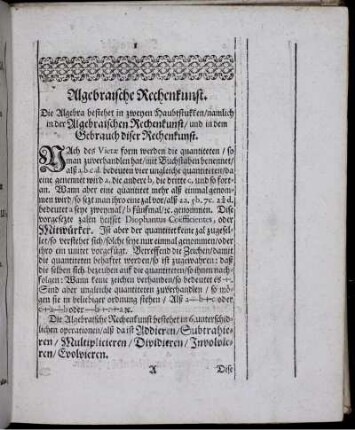 Algebraische Rechenkunst.