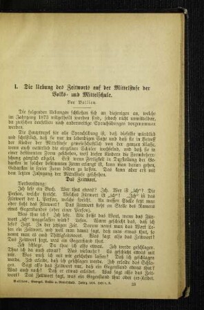 ¬Die¬ Uebung des Zeitworts auf der Mittelstufe der Volks- und Mittelschule