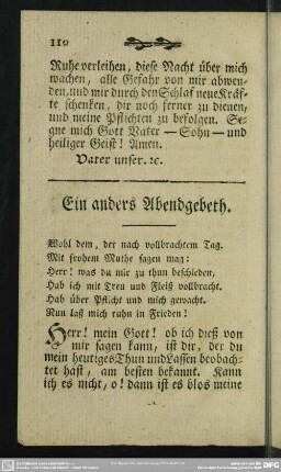 Ein anders Abendgebeth