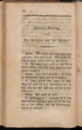 Zweiter Dialog. Die Gräfin und der Küster.