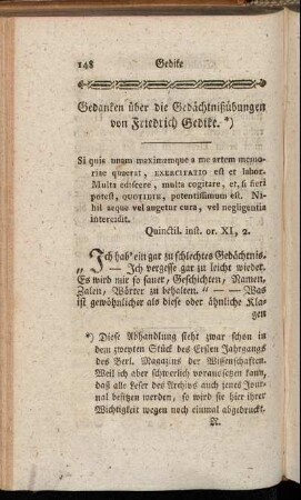 Gedanken über die Gedächtnißübungen von Friedrich Gedike.