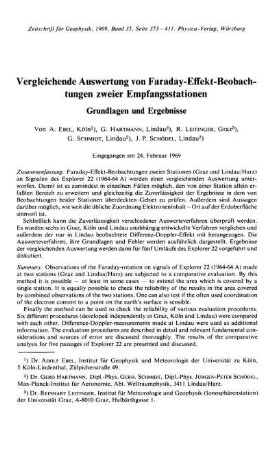 Vergleichende Auswertung von Faraday-Effekt-Beobachtungen zweier Empfangsstationen : Grundlagen und Ergebnisse
