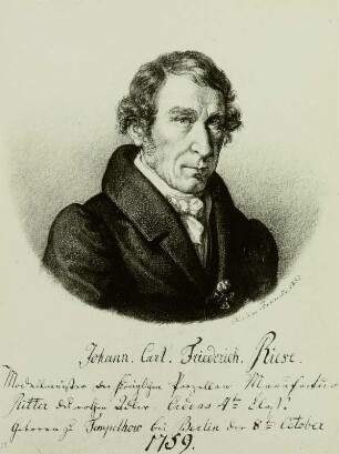 Bildnis des Berliner Porzellanbildhauers Johann C. Friedrich Riese