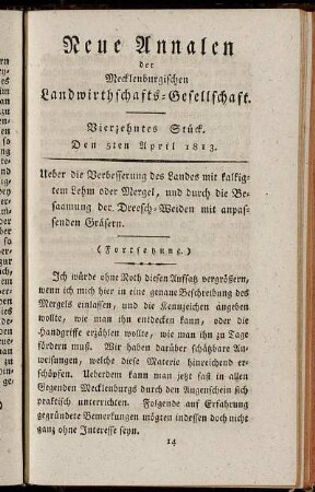 Vierzehntes Stück. Den 5ten April 1813.