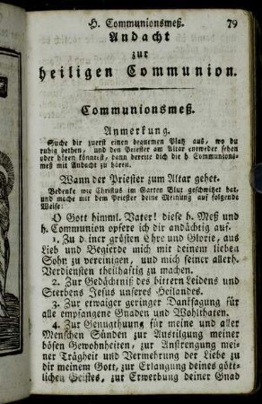 Andacht zur heiligen Communion.