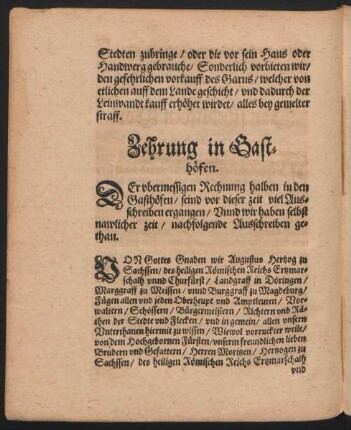 Zehrung in Gasthöfen.