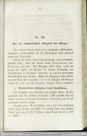 Nr. 19. Von der rückwirkenden Festigkeit der Körper