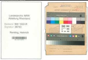 Entnazifizierung Heinrich Remling , geb. 05.10.1900 (Bauingenieur)