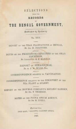 Selections from the records of the Bengal Government