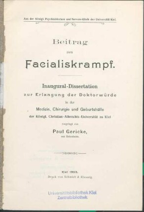 Beitrag zum Facialiskrampf