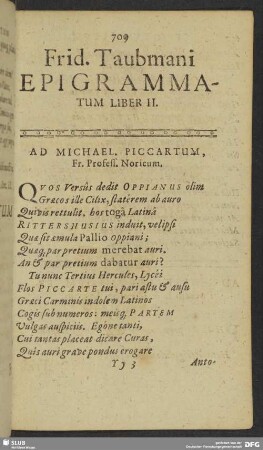 Frid. Taubmani Epigrammatum Liber II.