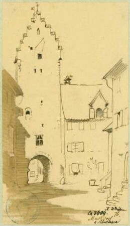 Markdorf Untertorturm mit Häuser am alten Stadtgraben