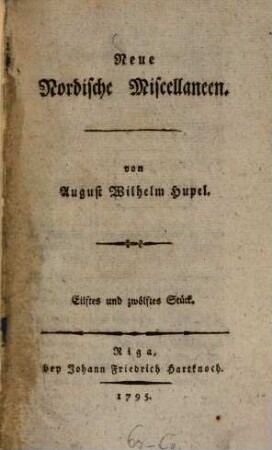 Neue nordische Miscellaneen. 11/12, 11/12. 1795