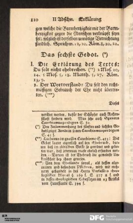 Das sechste Gebot.