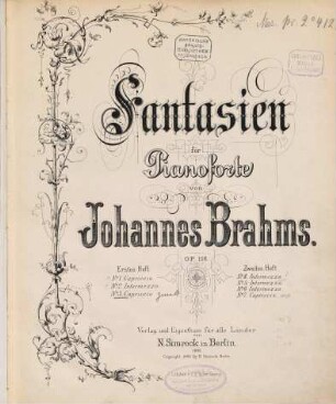 Fantasien : für Pianoforte ; Op. 116, Erstes Heft