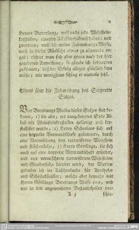 Etwas über die Zubereitung des Seignette Salzes