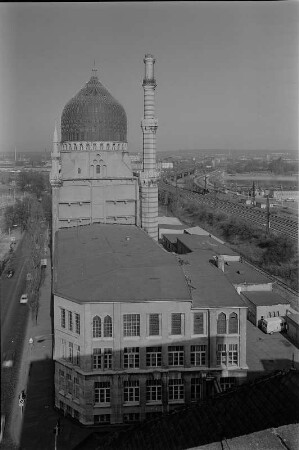 Dresden-Friedrichstadt, Weißeritzstraße 3. Ehem. Zigarettenfabrik "Yenidze" (1907-1909, H. M. Hammitzsch). Blick vom Kühlhaus