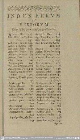 Index Rerum Et Verborum Quae in hoc toto volumine continentur