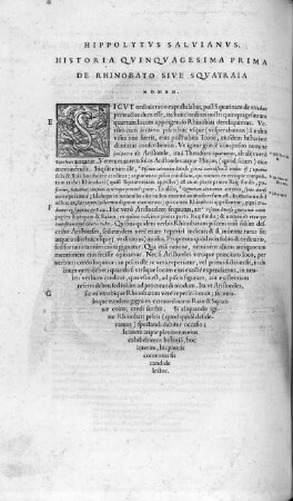 Historia Quinquagesima Prima. De Rhinobato sive Squatraia