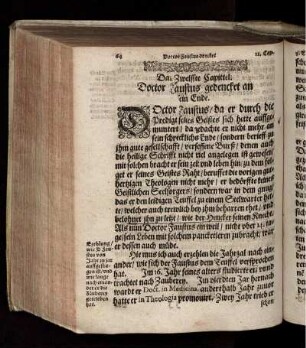 Das Zwelffte Capittel. Doctor Faustus gedencket an sein Ende.