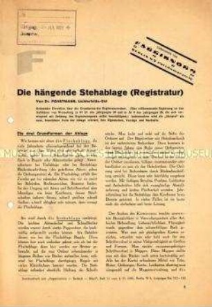 Sonderdruck: Die hängende Stehablage (Registratur)