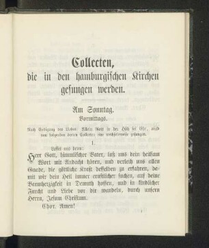 Collecten, die in den hamburgischen Kirchen gesungen werden.