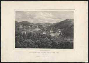 Ansicht von Tharandt, Lithographie, um 1840 : Tharand vom Altan der Ruine aus : Südliche Ansicht / Nach der Natur gez. u. lith. von C. W. Arldt. - Dresden : Pietzsch , [um 1840]. - 1 Kunstbl. : Lithogr. ; 25 x 16 cm