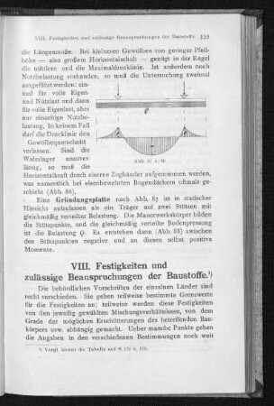 VIII. Festigkeiten und zulässige Beanspruchungen der Baustoffe.