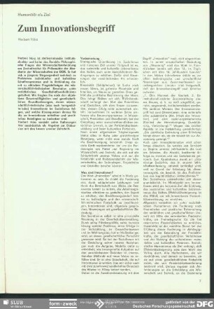 Zum Innovationsbegriff : Innovation und Design