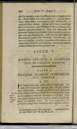 Liber V. De Iuribus Senatus A Constantino Ad Carolum Magnum