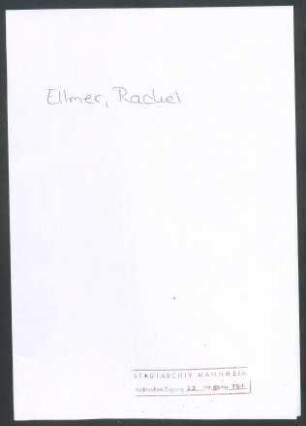 Ellmer, Rachel, Cannes und Gurnigel, Schweiz, an Wichert