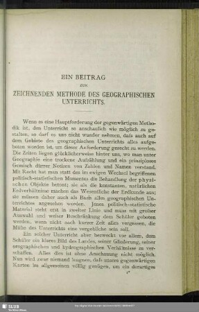 Ein Beitrag zur zeichnenden Methode des geographischen Unterrichts