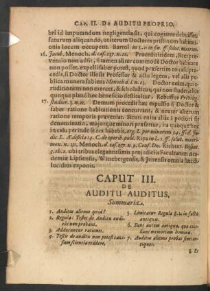 Caput III. De Auditu Auditus.