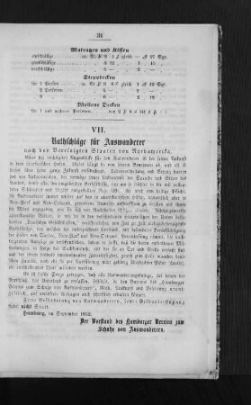 VII. Ratschläge für Auswanderer
