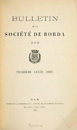 Bulletin de la Société de Borda. 13. 1888